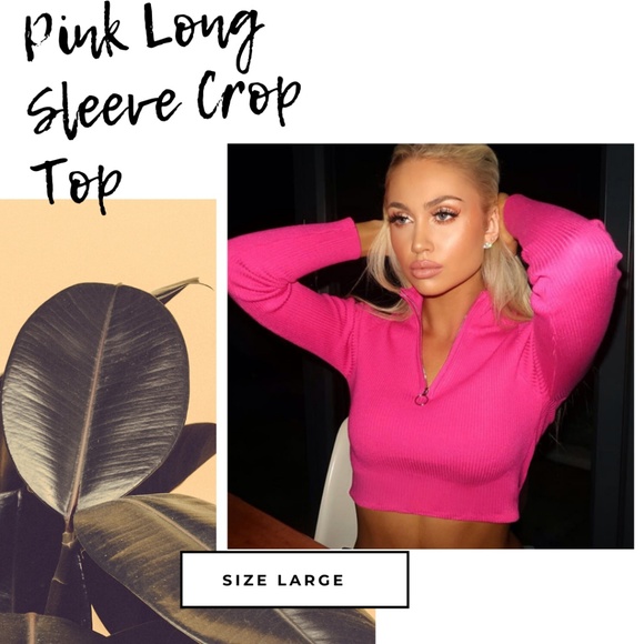 Pink Long Sleeve Crop Top 💗 - Picture 1 of 4